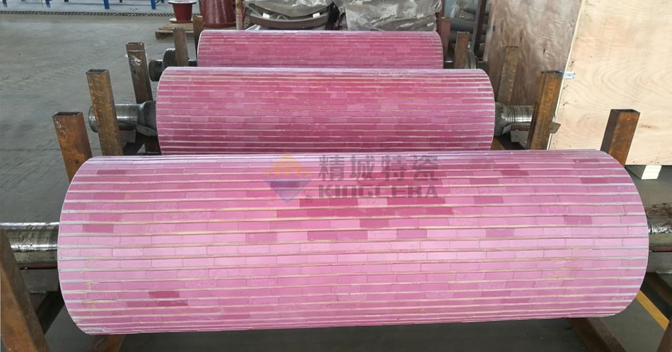 东升国际特瓷皮带机耐磨陶瓷滚筒防磨解决方案